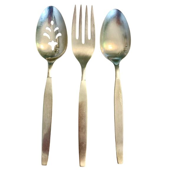 Oneida Community FROSTFIRE Stainless Satin Glossy Flatware Serving Set Pierced - Picture 2 of 12